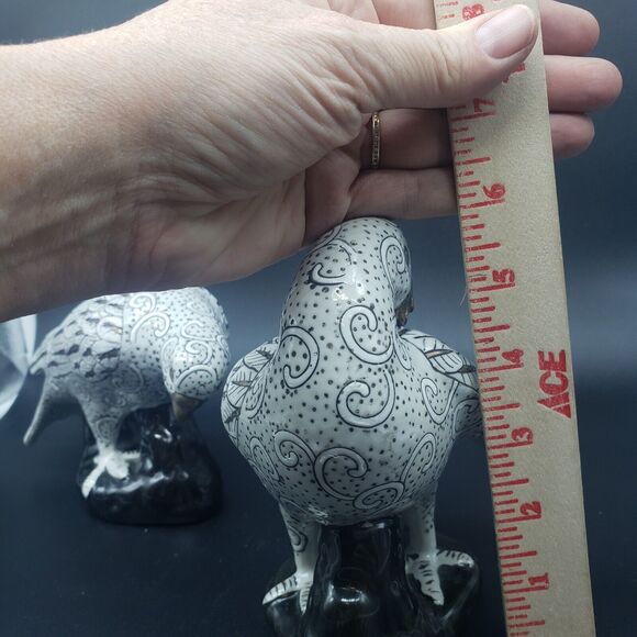 VTG Kinder Harris Hand painted Set (2) Porcelain Doves. HFP Macau. White w/ Gold - Picture 5 of 13